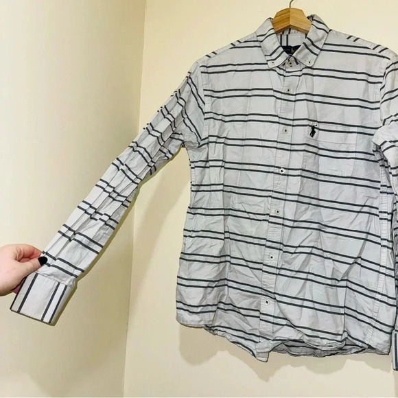 Men’s Ralph Lauren Blue Tag Casual White + Navy Button Down Long Sleeve Size: XL - Picture 7 of 16